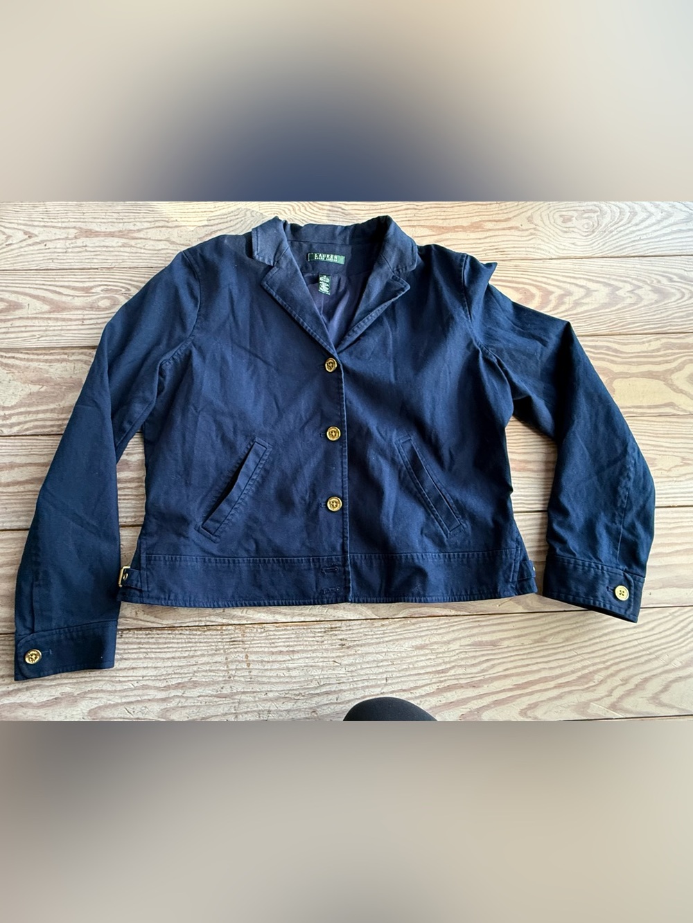 Lauren Ralph Lauren Navy Blue Cotton Jacket Size 16